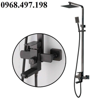 Sen cây tắm đứng nóng lạnh inox 304 vuông mạ đen-Vòi sen tắm đứng nóng lạnh