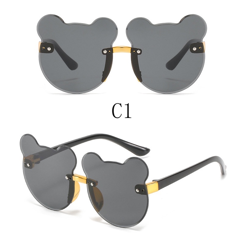 Kính mát hình tai gấu không viền chống tia UV thời trang cho bé