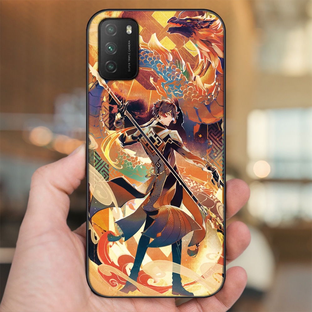 Ốp lưng Xiaomi Poco M3 viền đen in hình Zhongli Genshin Impact