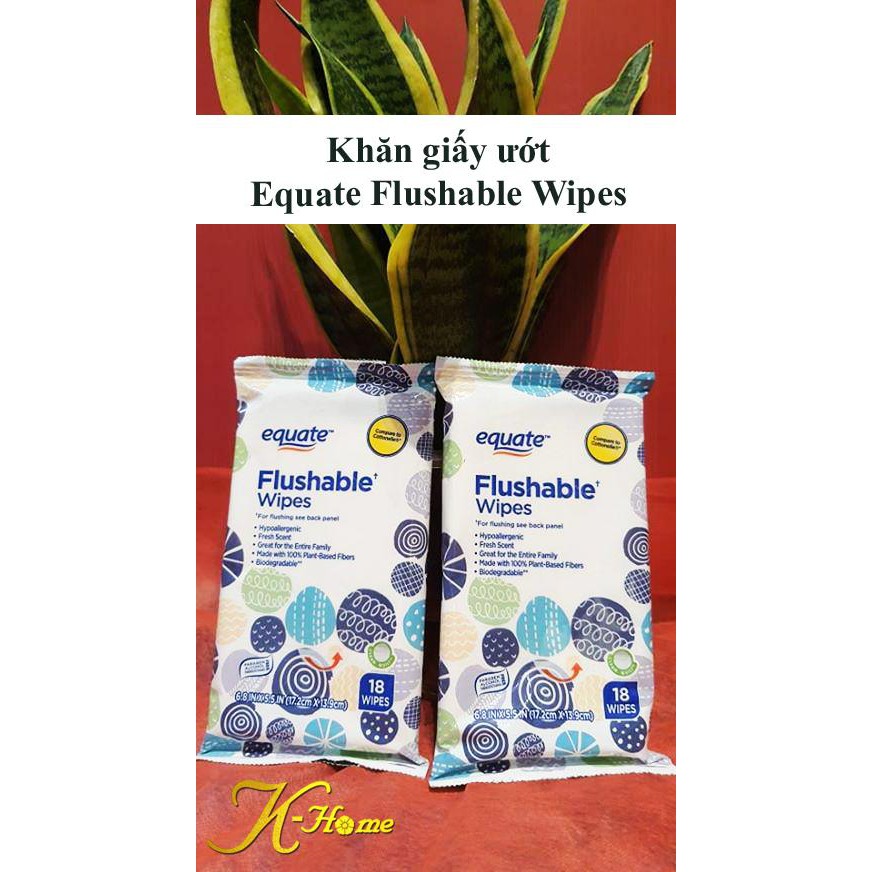 Khăn giấy ướt - Equate Flushable Wipes (1 gói/18 tờ)