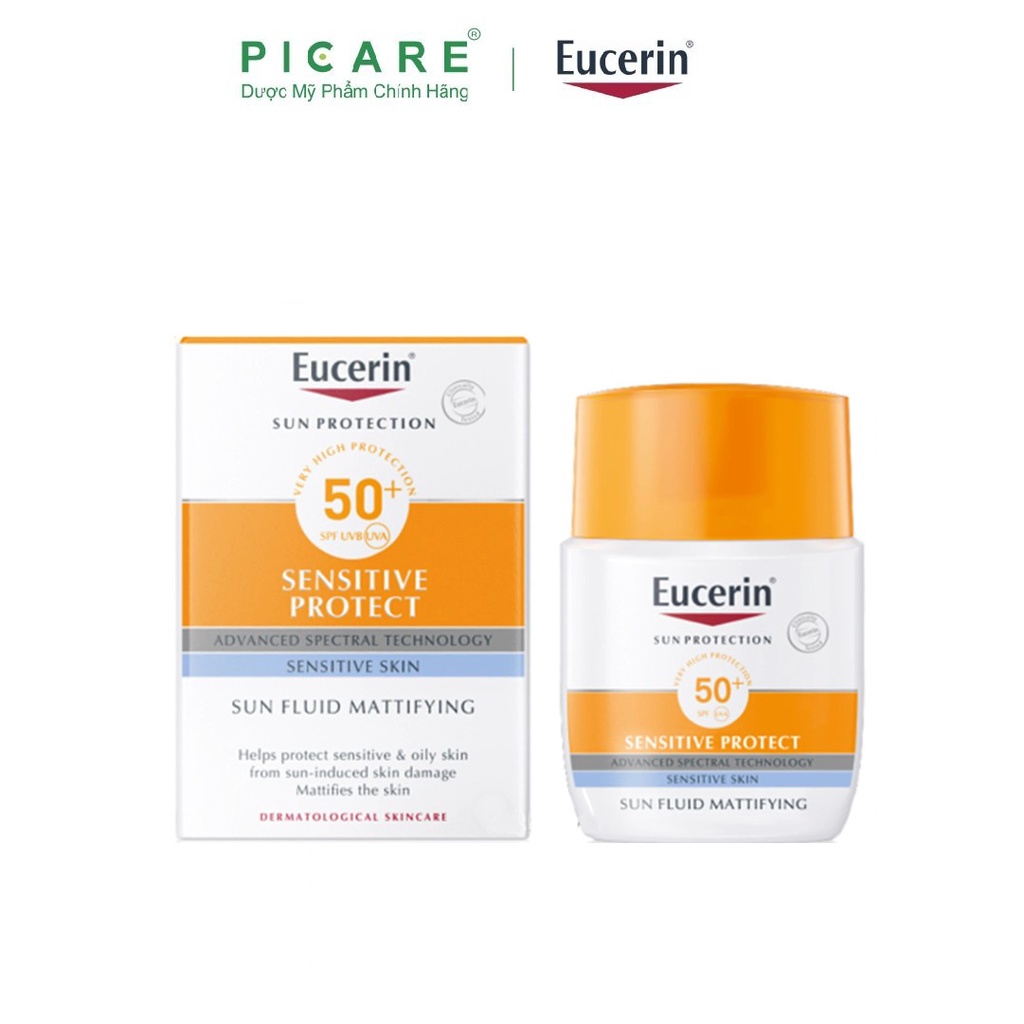 Kem chống nắng dành cho mọi loại da Eucerin Sun Fluid Mattifying Sensitive Protect SPF50+ 50ml - 63840