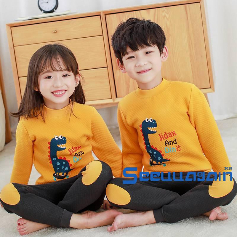 Bộ pijama dày in họa tiết động vật hoạt hình xinh xắn cho bé trai và bé gái