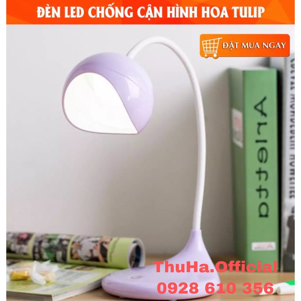 VIDEO-Đèn học sạc tích điện chống cận cảm ứng hình hoa Tuylip,3 mức chiếu sáng, Pin hoạt động 6-8 tiếng