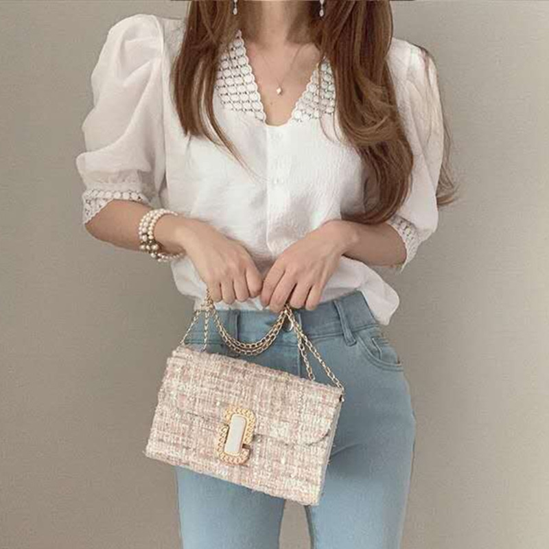 Áo Sơ Mi Nữ Tay Ngắn Cổ Chữ V Phong Cách Hàn Quốc