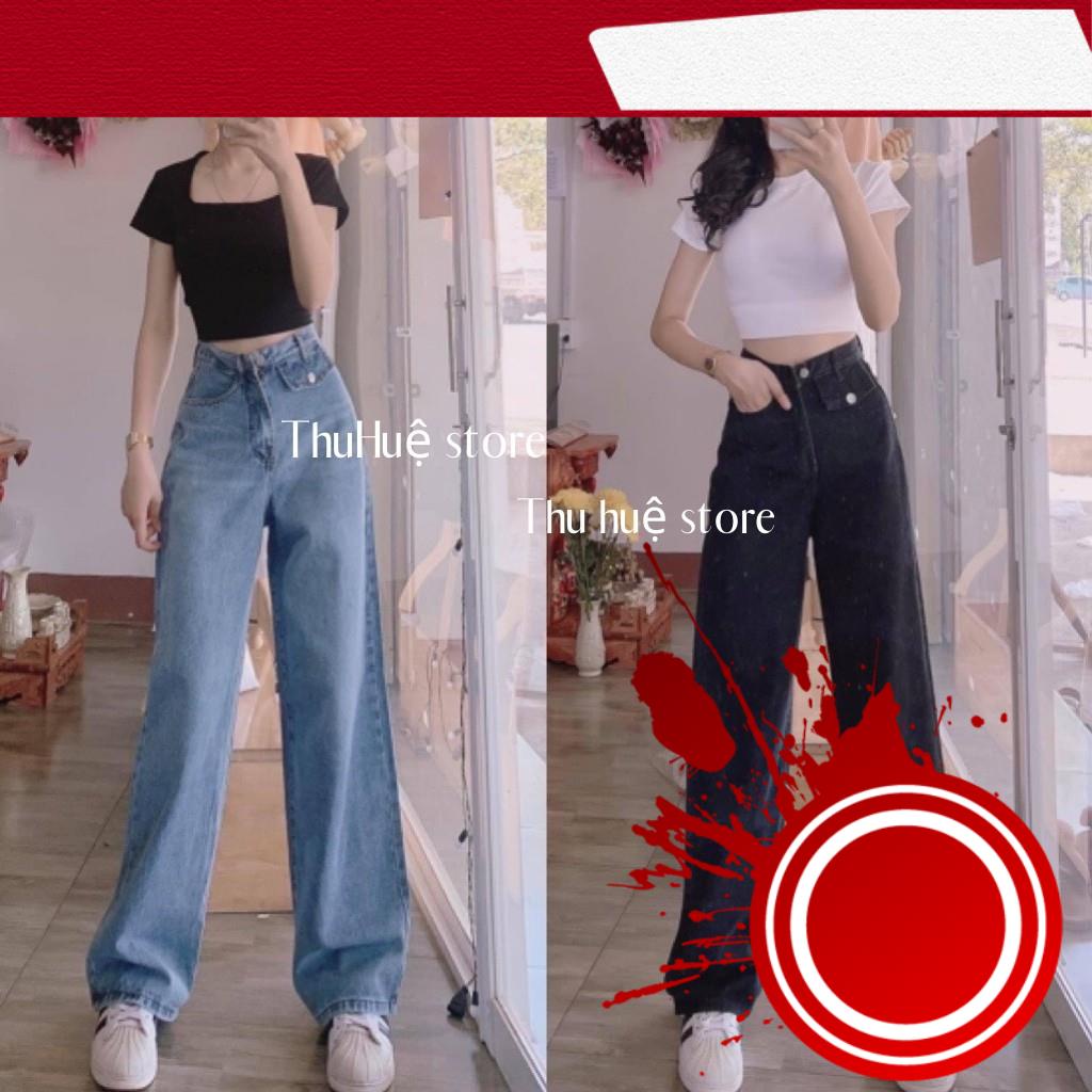 (Giảm Mạnh) Quần Jean Nữ Ống Rộng Mã AA4 Túi Kiểu Hàng Cao Cấp From Cực Đẹp