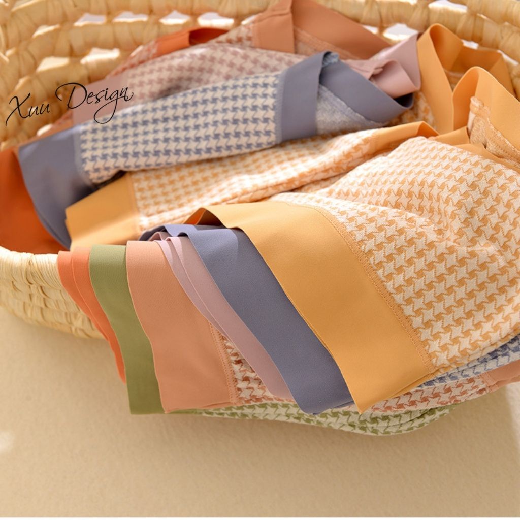 Quần lót nữ chất Su lạnh siêu mát viền chun họa tiết caro thoáng mát kháng khuẩn ôm dáng - Xuu Design QC29 | BigBuy360 - bigbuy360.vn