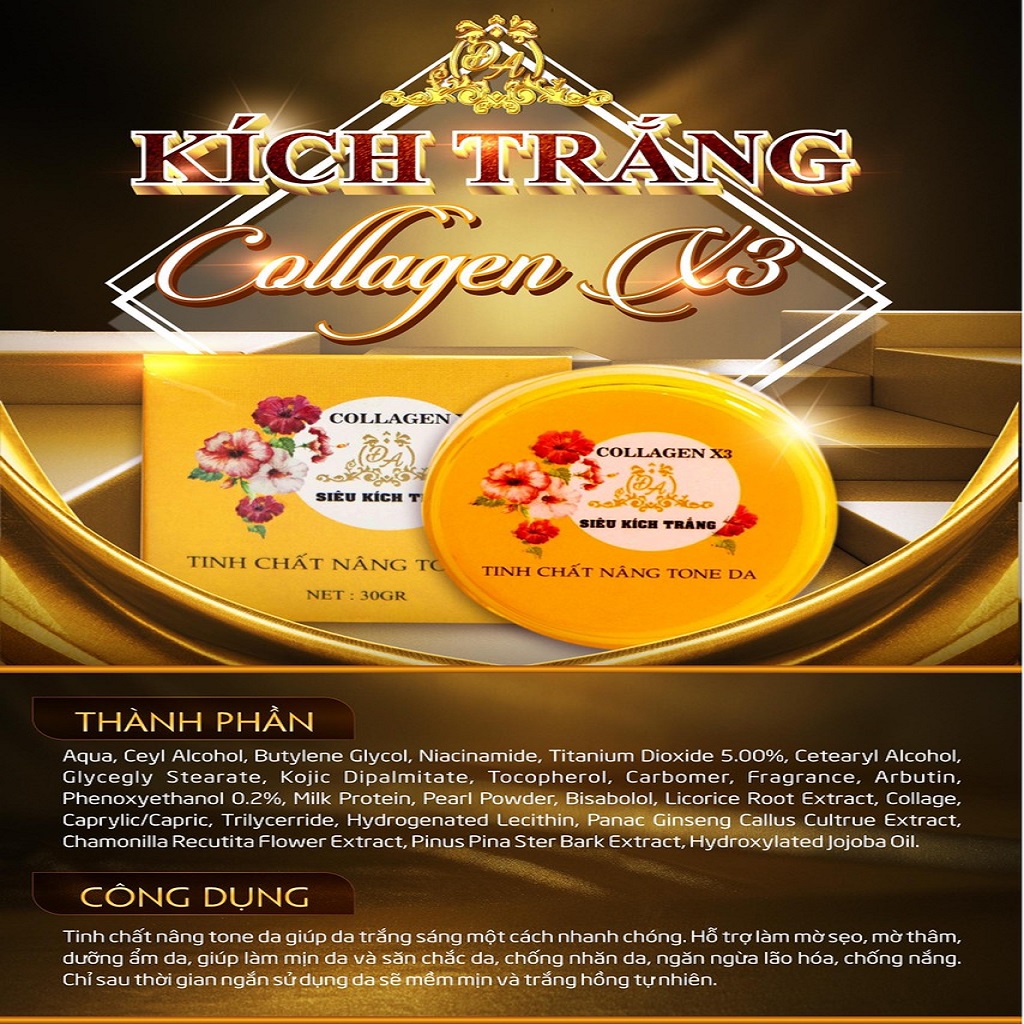 Kích trắng X3, siêu kích collagen X3 chính hãng cty đông anh