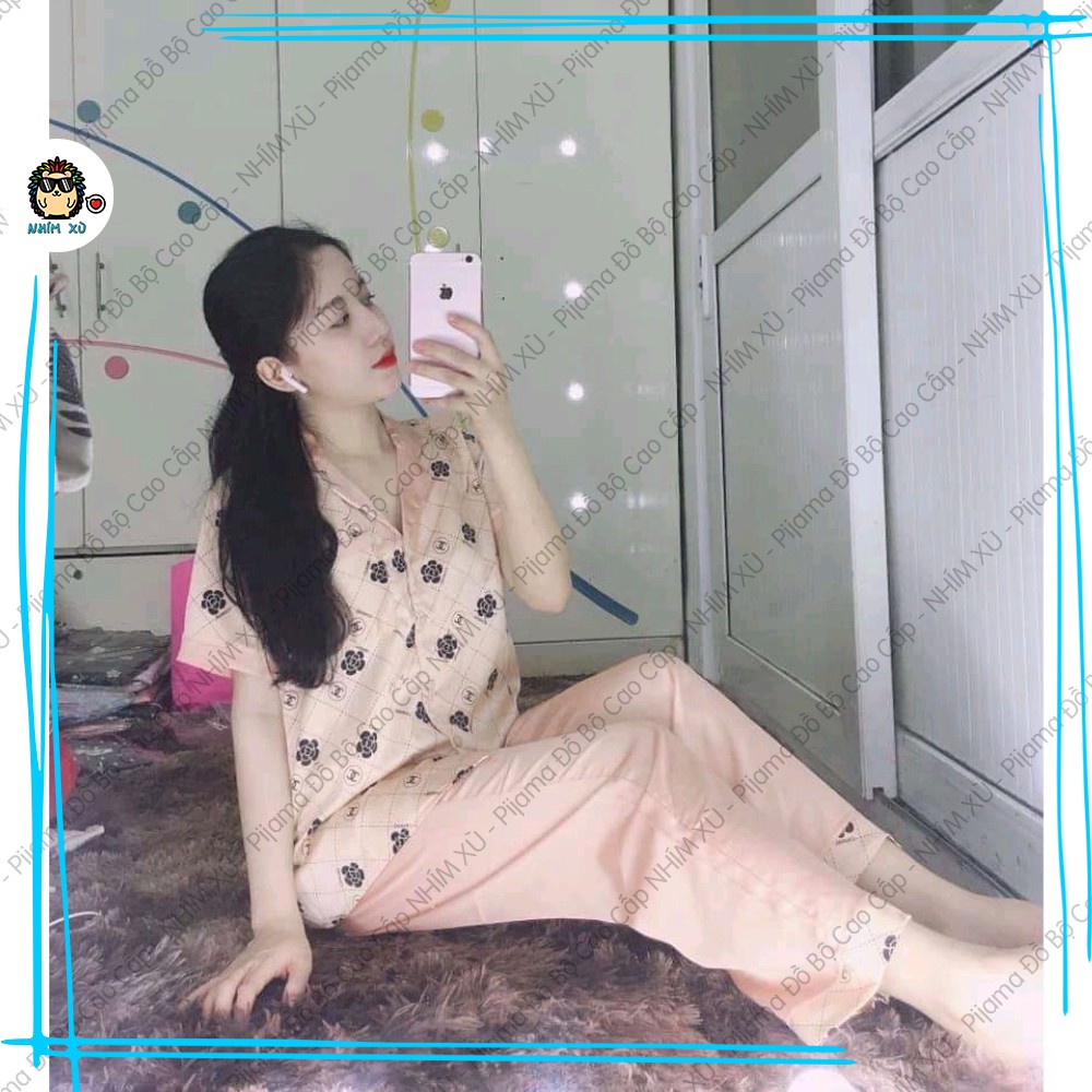 Đồ Bộ Ngủ Pijama Mặc Nhà Áo Tay Ngắn Quần Dài Vải Satin Hàn Quốc CC | BigBuy360 - bigbuy360.vn