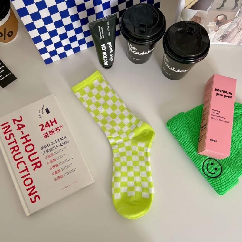 Tất cao cổ Kẻ Caro sắc màu nam nữ unisex chất đẹp TC36