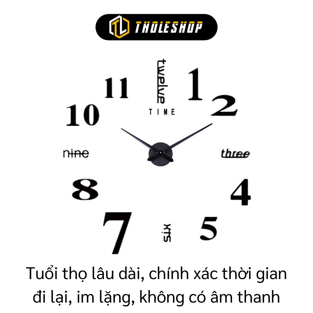 Đồng Hồ Dán Tường - Đồng Hồ Trang Trí Tráng Gương 3D Xen Chữ (Loại Lớn), Độc Đáo 8805