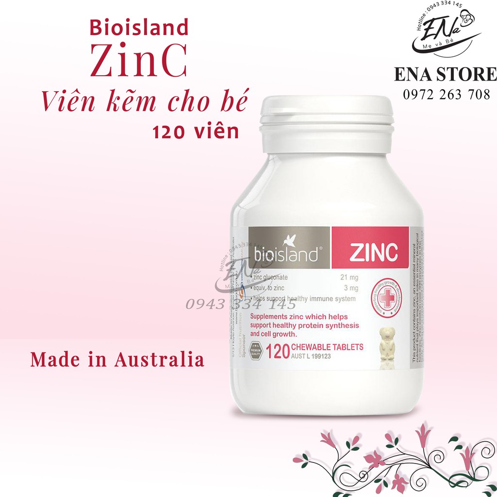 Viên Kẽm nhai BioIsland ZinC (120 viên)