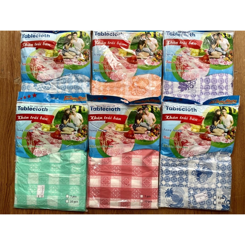 Set 10 khăn trải bàn dùng 1 lần, khăn trải sàn bày đồ ăn du lịch, liên hoan