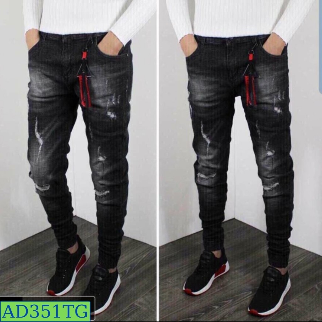 Quần jogger nam tenji màu đen rách gối chất bò cao cấp co dãn 4 chiều cực đẹp, quần rin nam QDJ351 Nhiều mẫu mới