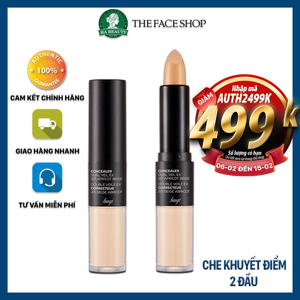 Che khuyết điểm 2 đầu che quầng thâm mụn đốm nâu tàn nhang The Face Shop fmgt Concealer Dual Veil 4.3g/3.8g