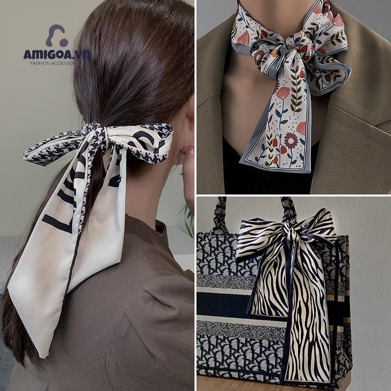 Khăn Choàng Lụa Dài In Chữ Tiếng Anh Thanh Lịch Cá Tính