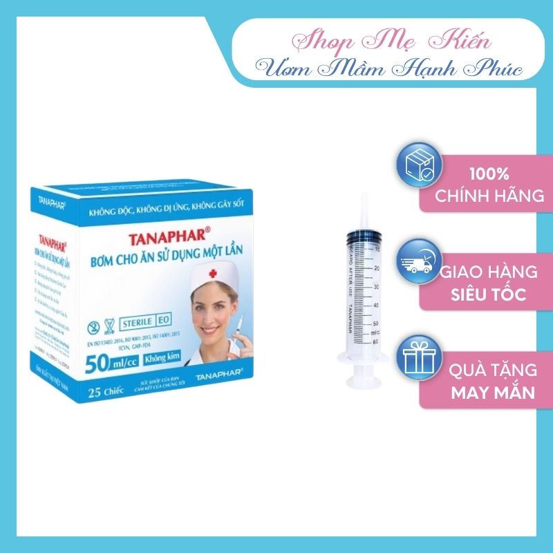 Bơm tiêm tiệt trùng Tanaphar 50cc (không kim) - Shop Mẹ Kiến