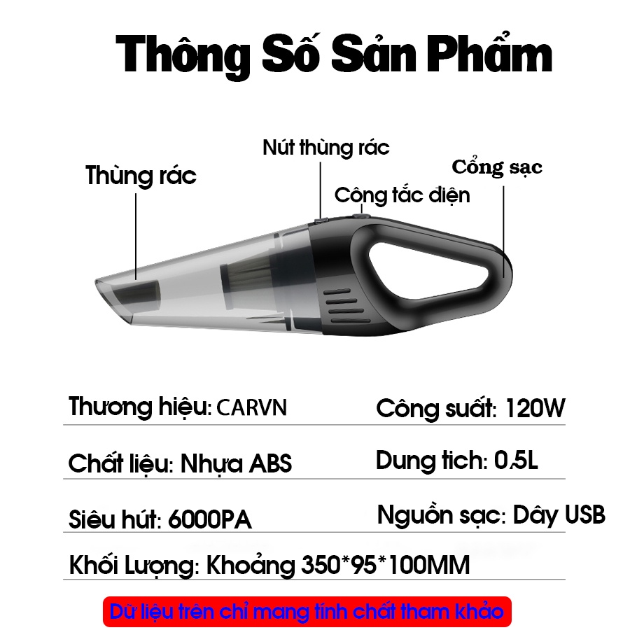 Máy hút bụi không dây cho xe hơi cao cấp - Hút mạnh, hoạt động êm ái và tiện lợi -BH12T-1đổi1-30ngày