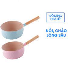 Quánh Sâu Lòng 18cm Phủ ceramic Chiên Rán Chống Dính Đáy Từ Vân Tổ Ong ( Xanh, Hồng )