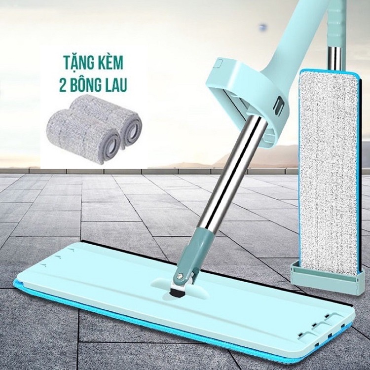 Cây Lau Nhà - Chổi Lau Nhà Tự Vắt  Xoay 360 Độ Tặng Kèm 2 Bông Lau