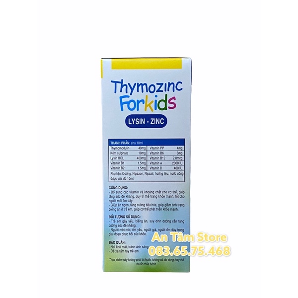 Thymozinc forkids chai 125ml giúp tăng sức đề kháng, tăng cường tiêu hoá, giúp cơ thể phát triển khỏe mạnh
