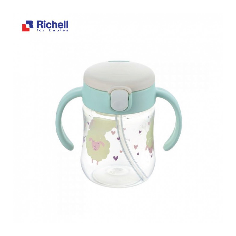 Cốc ống hút chống đổ MUGOOD Richell Nhật Bản - bình nước cho bé có ống hút Richell