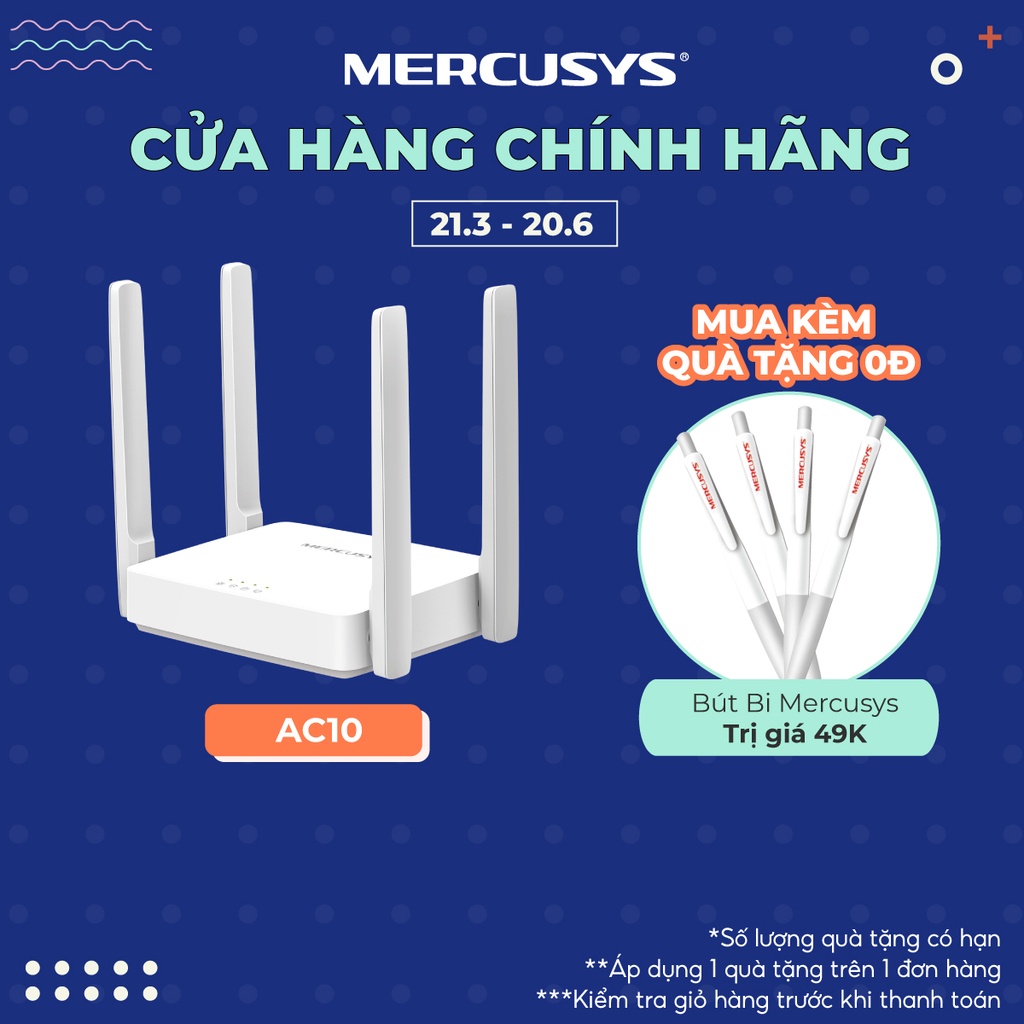 Bộ Phát Wifi Mercusys AC10 Băng Tần Kép Chuẩn AC 1200Mbps