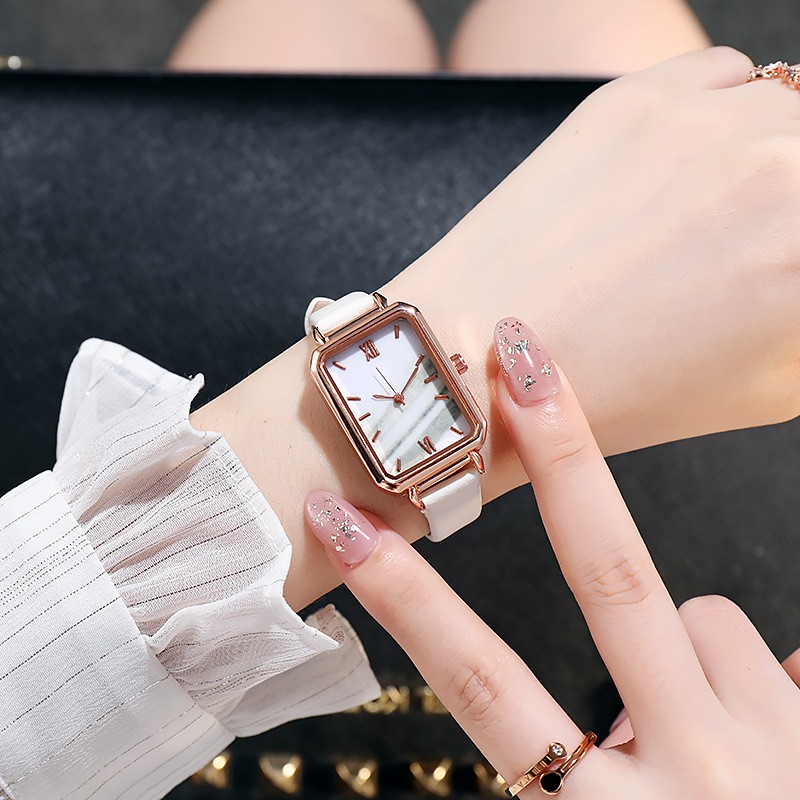 Đồng hồ nữ mặt vuông dây da thời trang hàn quốc chính hãng cao cấp giá rẻ D-ZINER ND03 | BigBuy360 - bigbuy360.vn
