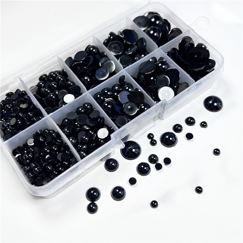 Set 100 Mắt Nhựa Màu Đen 4-12mm Cho Búp Bê / Gấu Bông