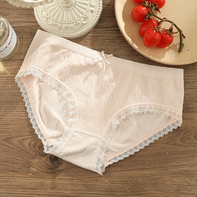 Quần Lót Nữ Gân Tăm Viền Ren, Co Giãn, Mềm Mại, Sexy