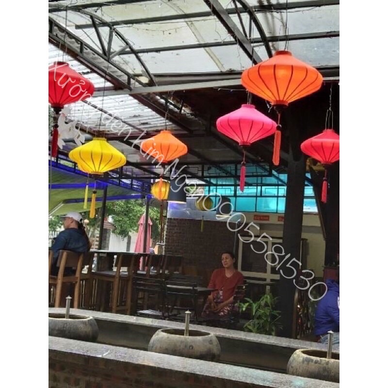 Đèn lồng đĩa bay Hội An  vải phi trơn chống nước