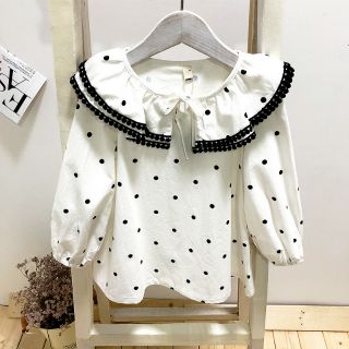 Áo chấm bi cổ sen bé gái