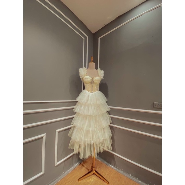 ĐẦM XOÈ TẦNG ĐÍNH CƯỜM full size s /M /L /XL . ( kèm ảnh khách mặc 100%)