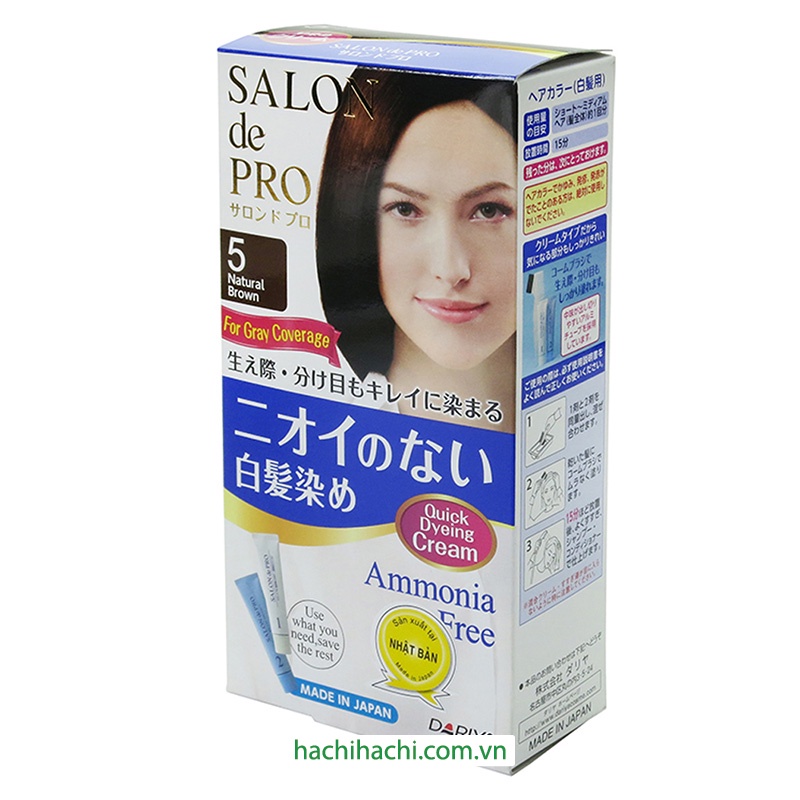 Kem nhuộm tóc Salon de Pro 5 natural brown Dariya 80g - Hachi Hachi Japan Shop