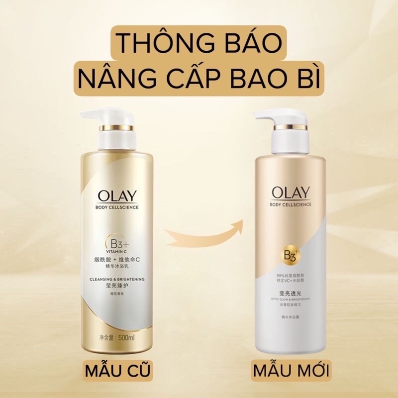 Sữa Tắm Olay B3 Dưỡng Trắng Da, Dưỡng Ẩm Cho Làn Da Trắng Sáng 500ml