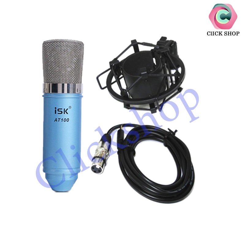 Bộ micro thu âm karaoke ISK AT100 sound card Icon upod pro chân đế màng lọc dây livestream MA2 đầy đủ