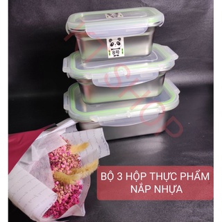 Combo 3 hộp đựng thực phẩm inox 304