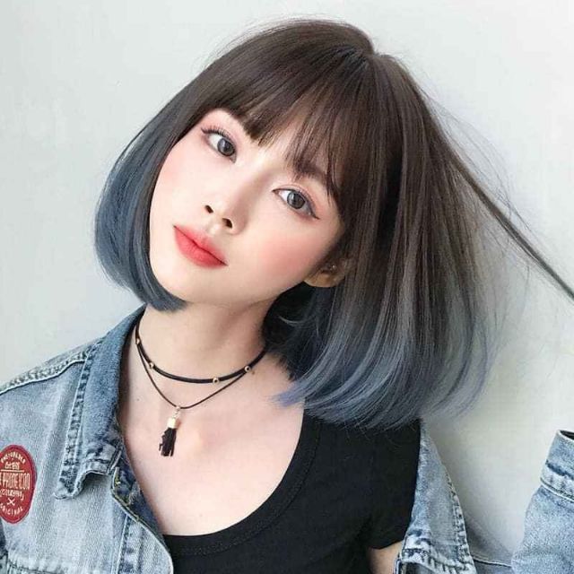 Tóc giả cúp ngắn FREESHIP❤❤ OMber xanh khói