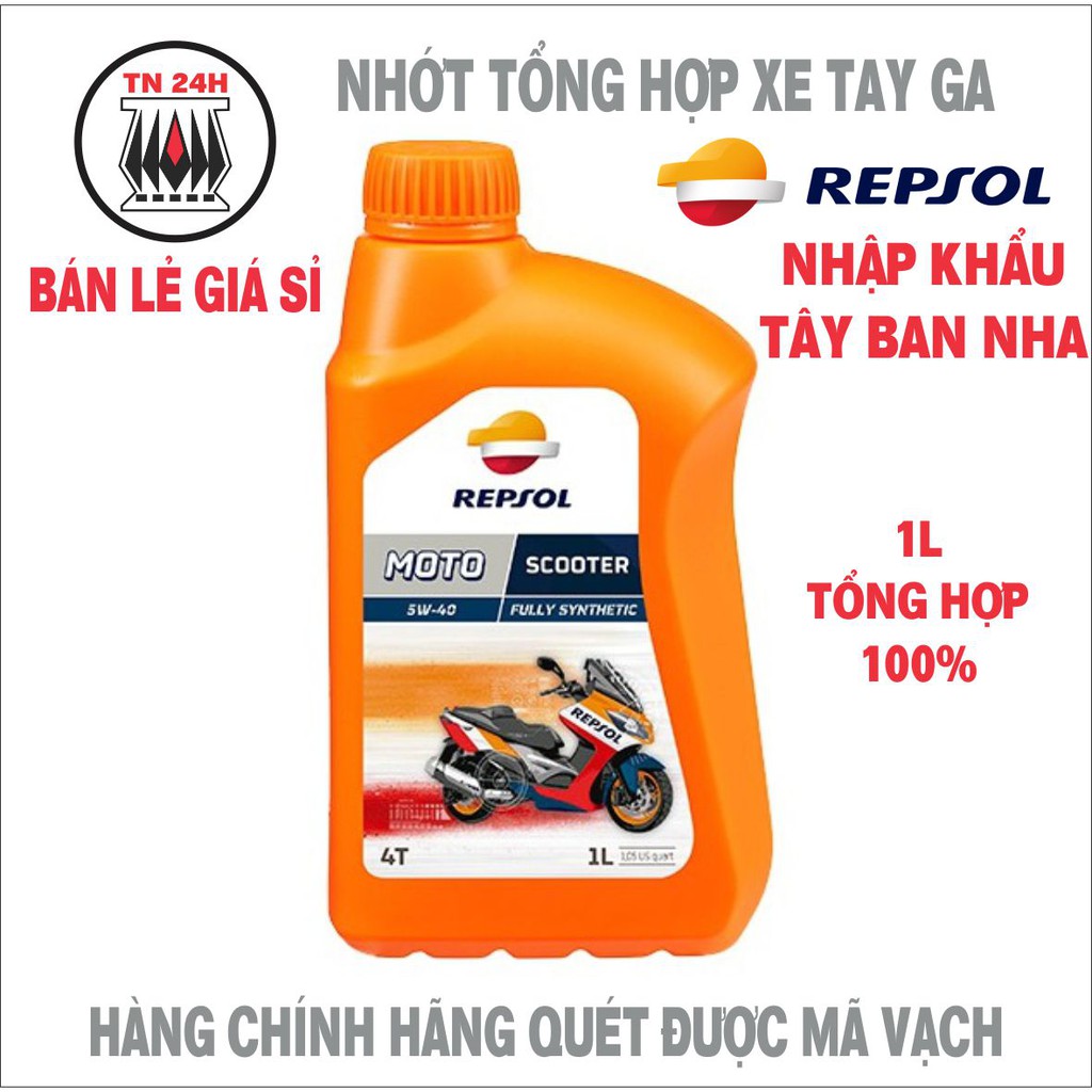 Nhớt xe ga REPSOL MOTO SCOOTER MA2 4T SN 5w40 1L tổng hợp 100%