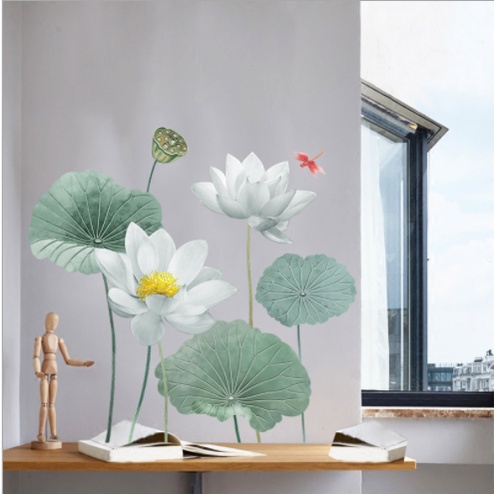 ⚡️𝐅𝐑𝐄𝐄 𝐒𝐇𝐈𝐏⚡️ Decal dán tường HỒ SEN XANH 06 chống thấm nước, decal hít công nghệ cao