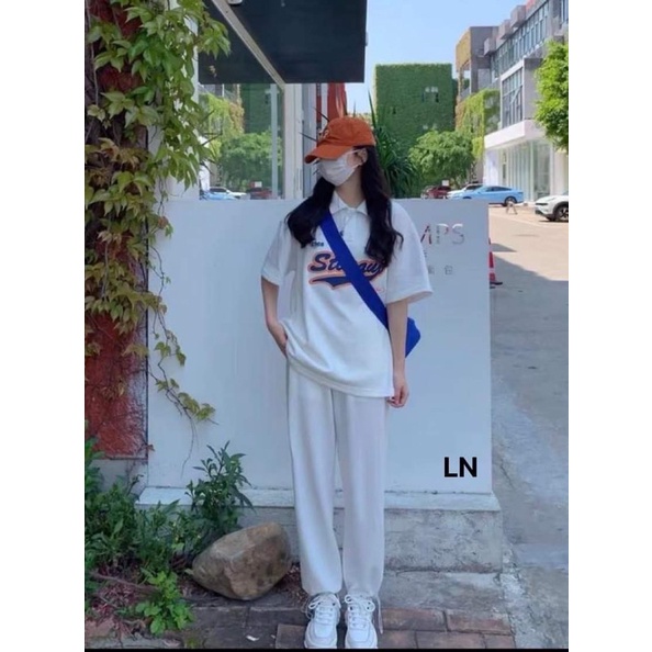 Sét áo polo Stiwout + quần kaki trắng TH6