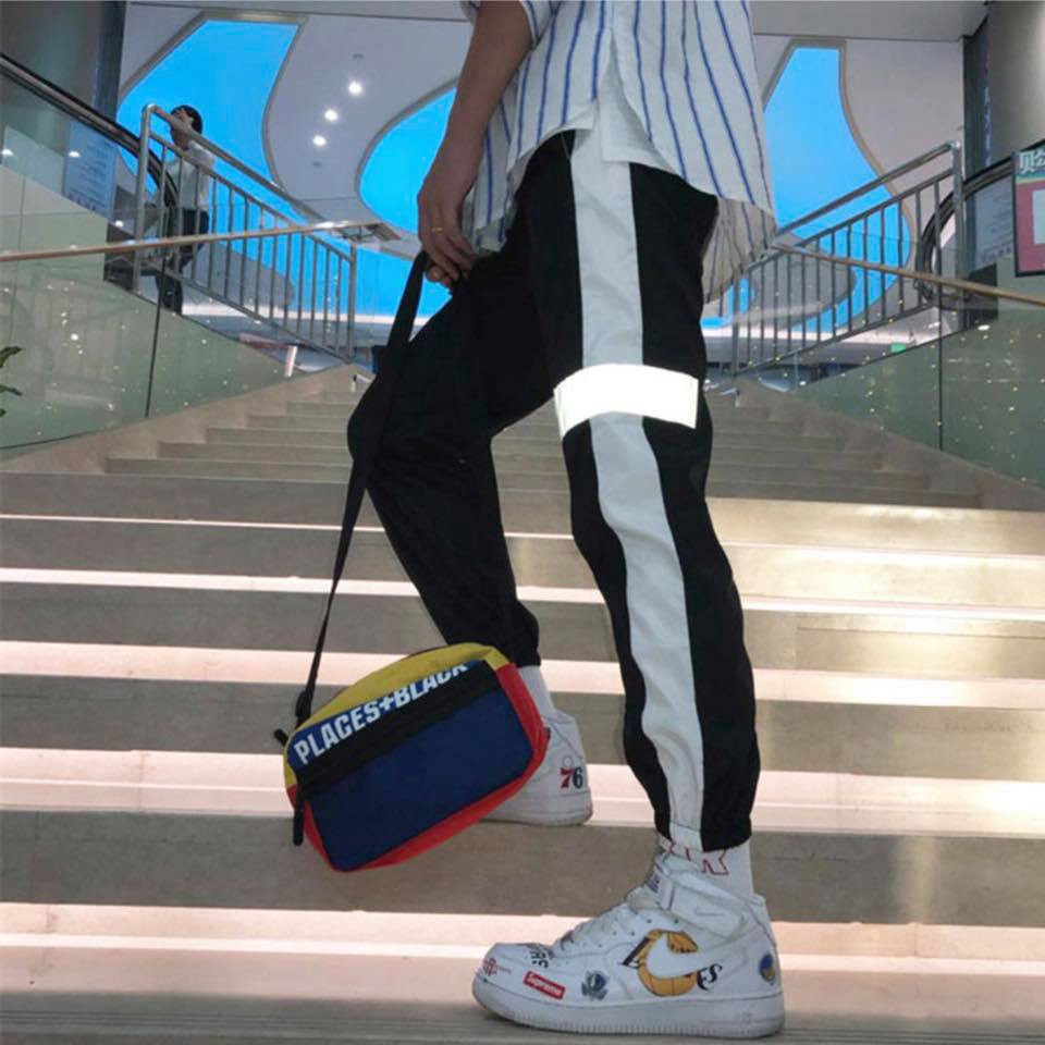 Quần thun phản quang 1 sọc ngang form nam nữ Unisex - GIN STORE