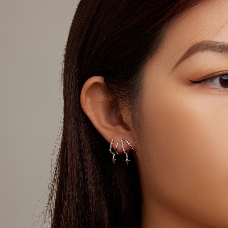 BAMOER Bông Tai Nhiều Lớp Hình Rắn Đính Đá Zircon Thời Trang Cho Nữ