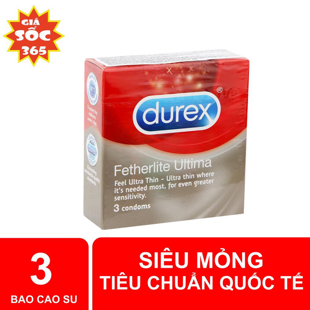 [freeship] BAO CAO SU DUREX SIÊU MỎNG, HỘP 3 CÁI