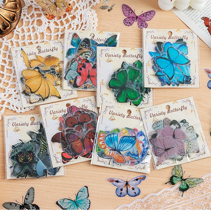 Peach 40Pcs Cute butterfly stickers Journal Scrapbook Decor Sticker