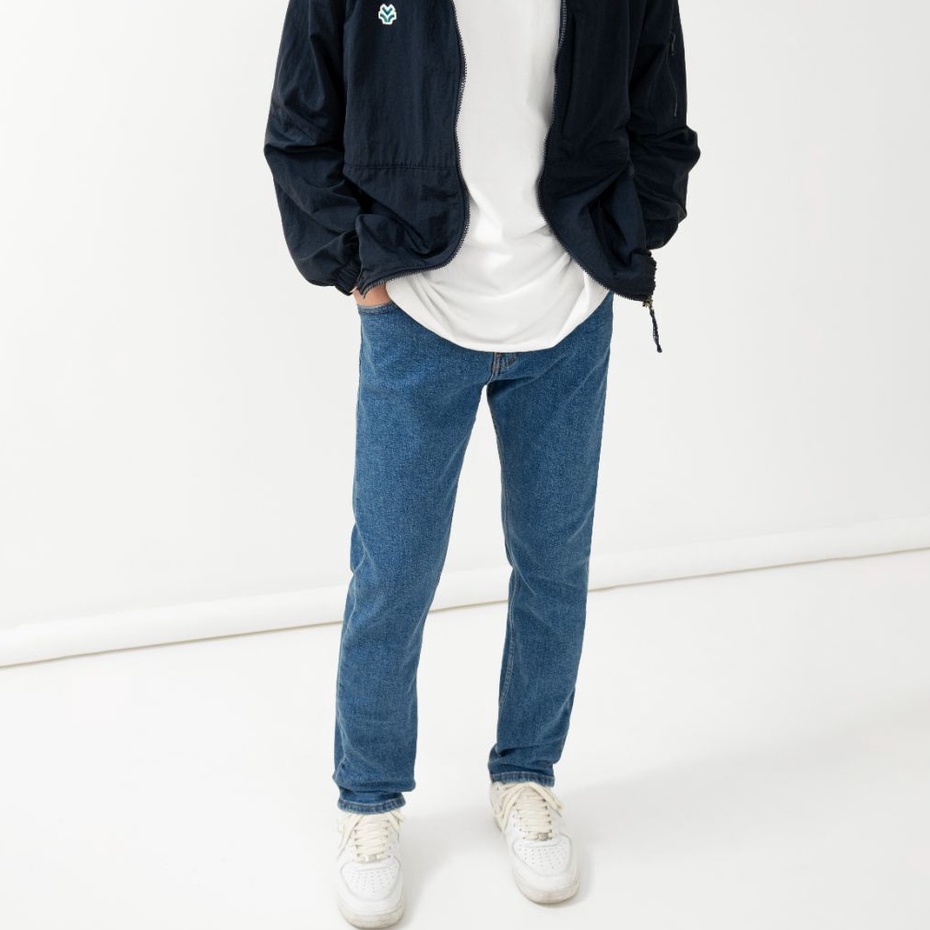 OWL BRAND® BASIC SLIM JEANS - Quần jeans dài ống suông / Xanh đậm