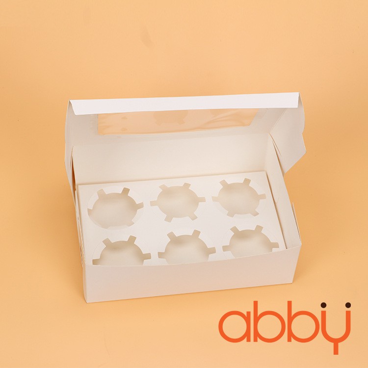 Hộp cupcake trắng 6 ô