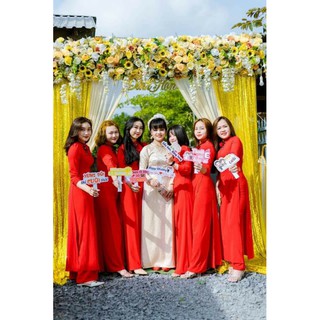 Áo dài bưng quả (combo 6 bộ áo  + quần đỏ) - Long Mỹ Siêu Rẻ