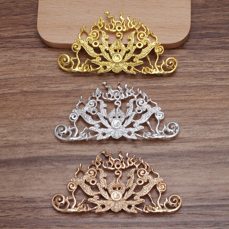 Phiến đúc họa tiết hoa sen làm kim quan 42*77mm nguyên liệu làm trâm làm trang sức cổ trang cosplay cổ phục có màu KC