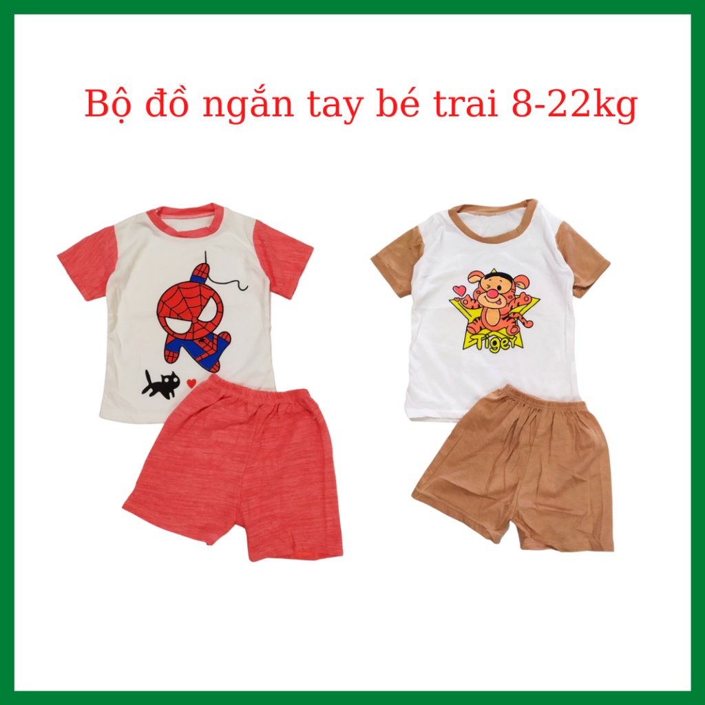 Bộ ngắn tay cộc tay bé trai bé gái 8-22kg, chất cotton mềm mịn mát thấm hút tốt