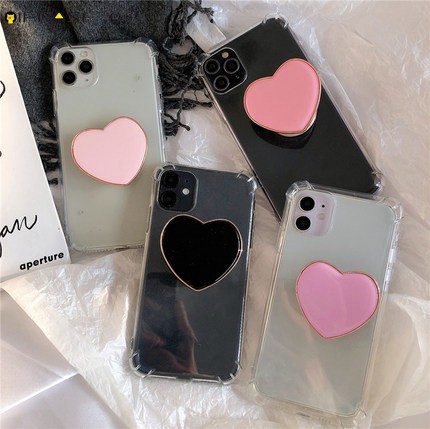 Samsung Galaxy S21 S21+ S20 Ultra FE S20+ Note 20 10 10+ Plus Ultra A50 A50S A30S Phone Case Love Heart Holder Stand  Transparent Clear Simple Soft Casing Cases Case Cover